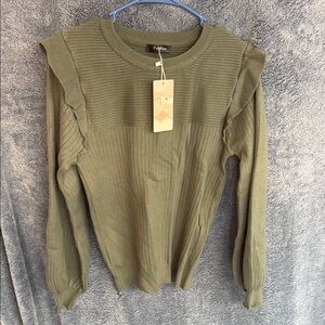 Amazon Green Long Sleeve Ruffled Hoodie